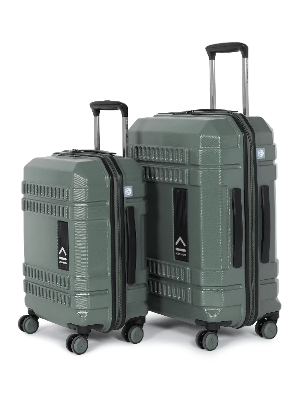 uppercase Bullet Cabin n Check in TSA Lock Hard Trolley Bag Set of 2 S+M Green