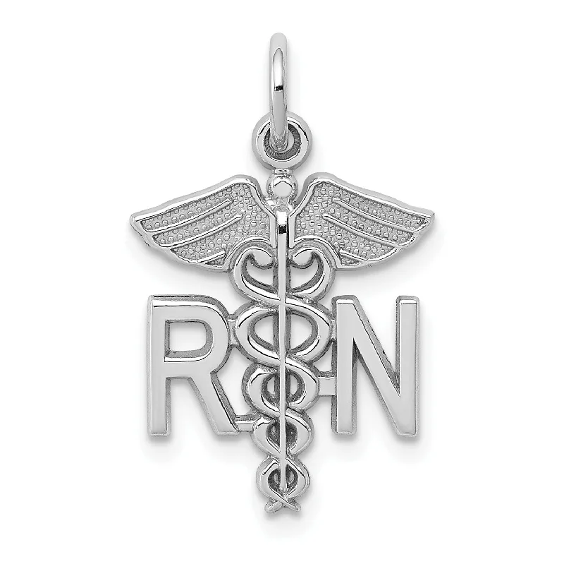 14k White Gold Registered Nurse Charm