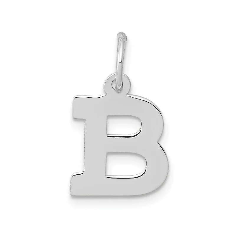 14k White Gold Small Block Initial B Charm