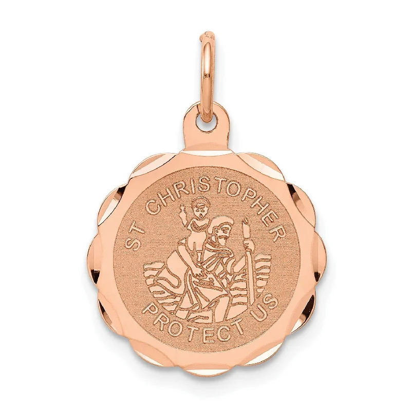 14KT Rose Gold 22X16MM Medal Saint Christopher Pendant-Chain Not Included