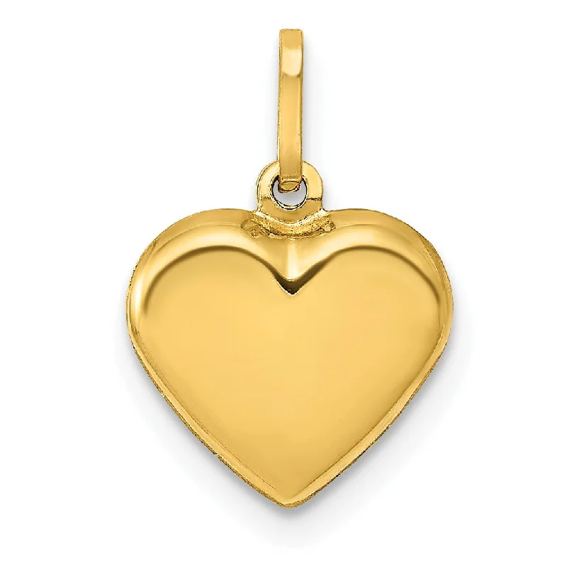 14KT Yellow Gold 15X10MM Three Dimensional Heart Pendant-Chain Not Included