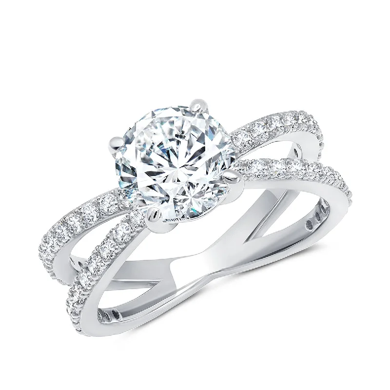 Crislu Platinum Plated Sterling Silver Cubic Zirconia Ring