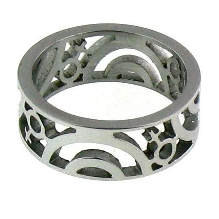 Cutout Female Symbol Stainless Steel Ring / RRJ0098