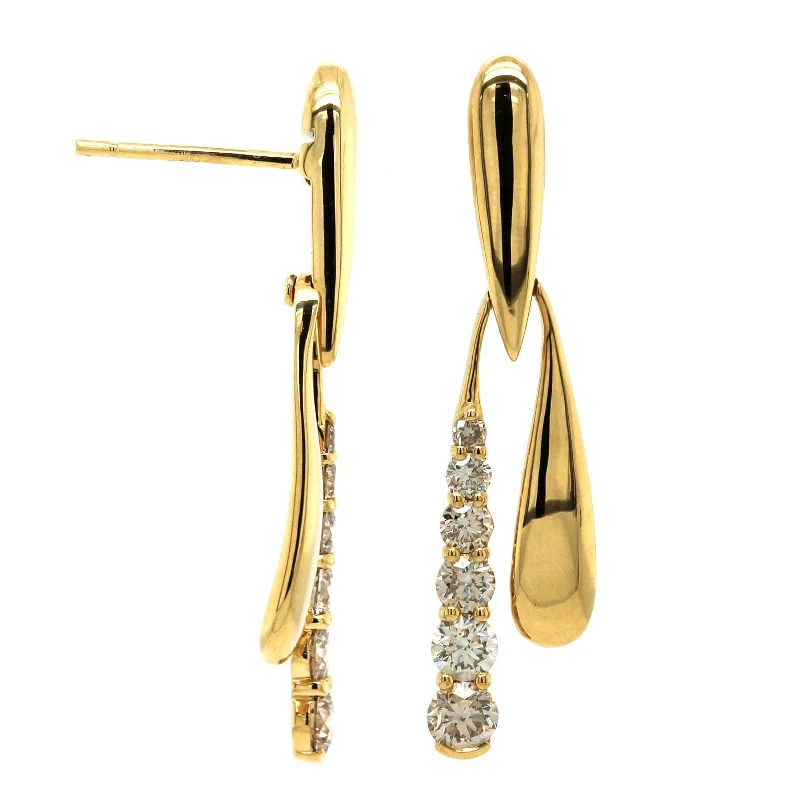 Etho Maria 18K Yellow Gold Brown Diamond Modern Drop Earrings