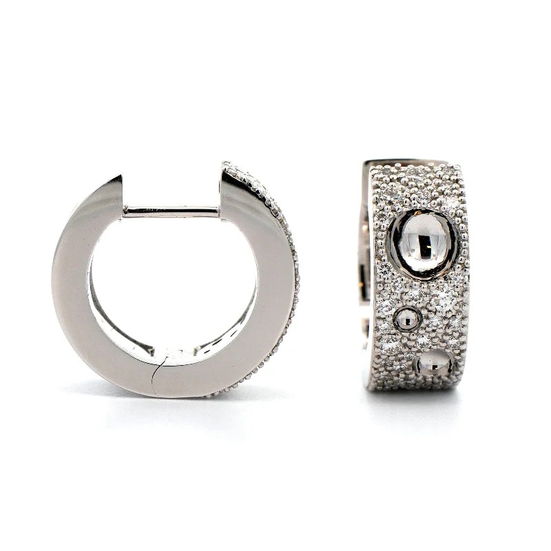 Roberto Coin 18K White Gold Pois Mois Luna Diamond Huggie Earrings