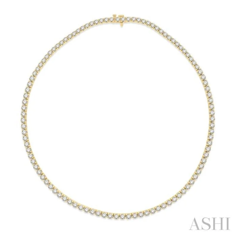 15 ctw Round Cut Diamond Tennis Necklace in 14K Yellow Gold