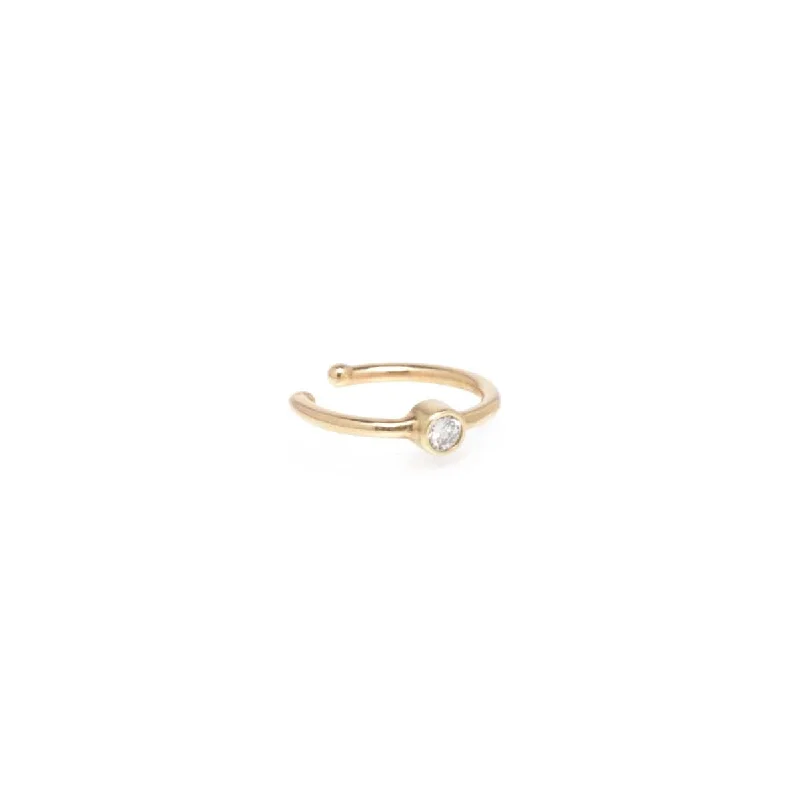 14K Yellow Gold Single Cuff Diamond Earring