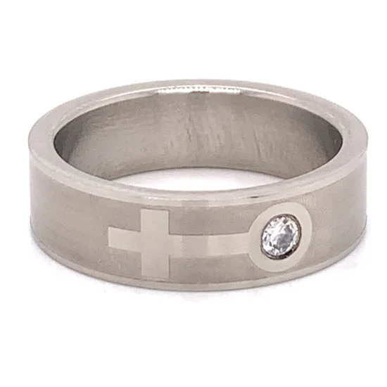 Female Venus Symbol CZ Stainless Steel Ring / RRJ0038