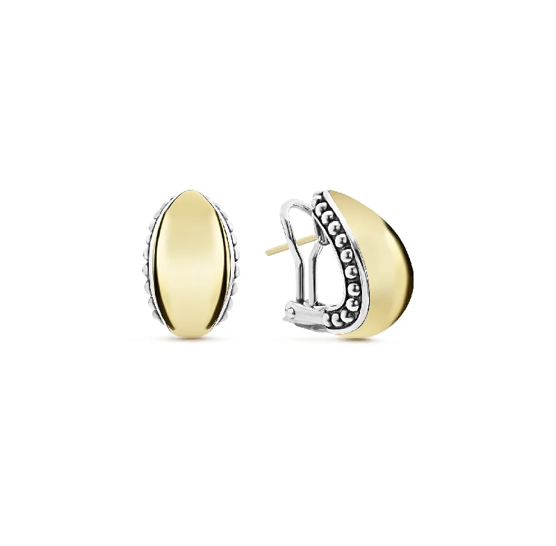 LAGOS High Bar Gold Station Caviar Huggie Earrings