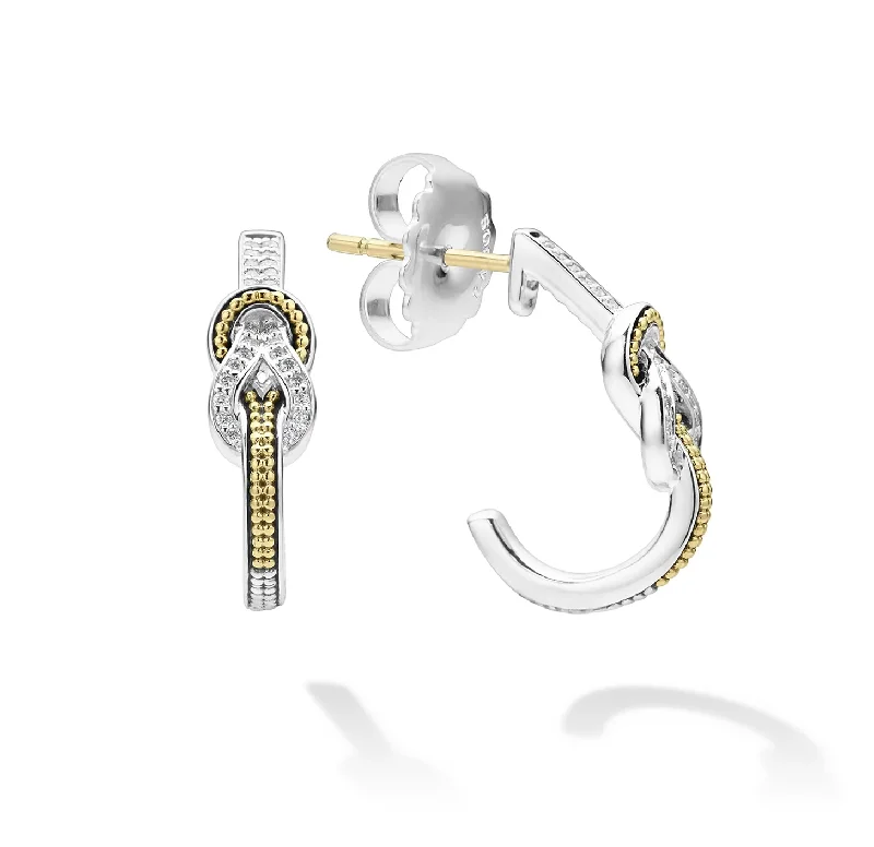 LAGOS Newport Two Tone Knot Diamond Half Hoop Earrings