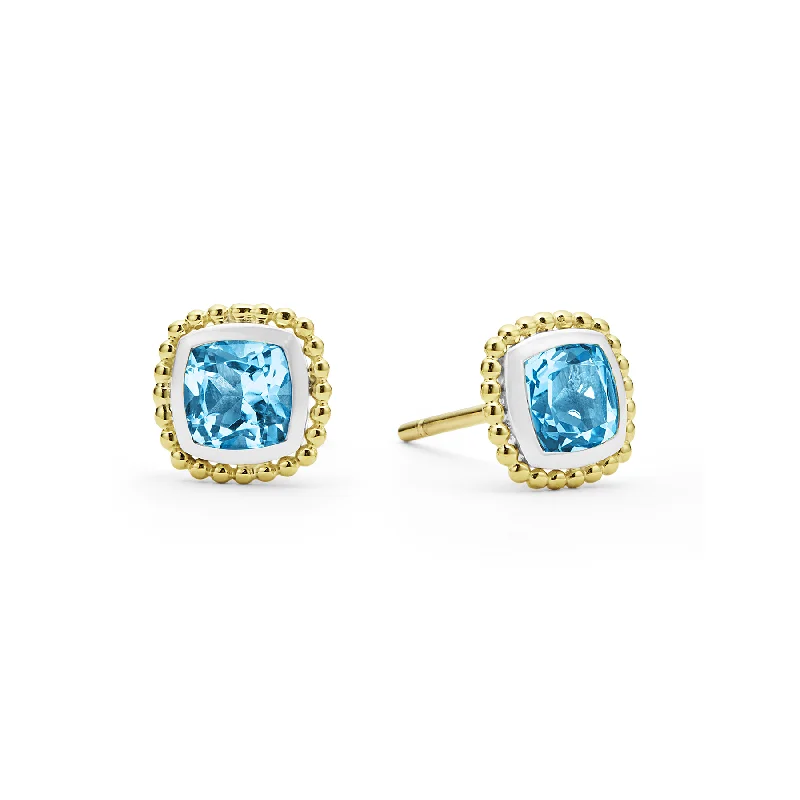 LAGOS Rittenhouse Swiss Blue Topaz Caviar Stud Earrings