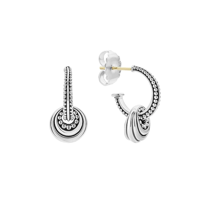 LAGOS Signature Caviar Fluted Disc Beaded Hoop Earrings