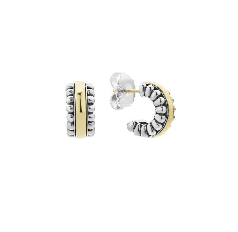 LAGOS Signature Caviar Two Tone Small Flute Hoop Earrings