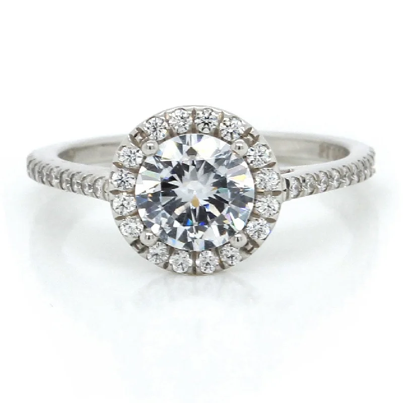 Platinum Halo Pave Engagement Ring Setting