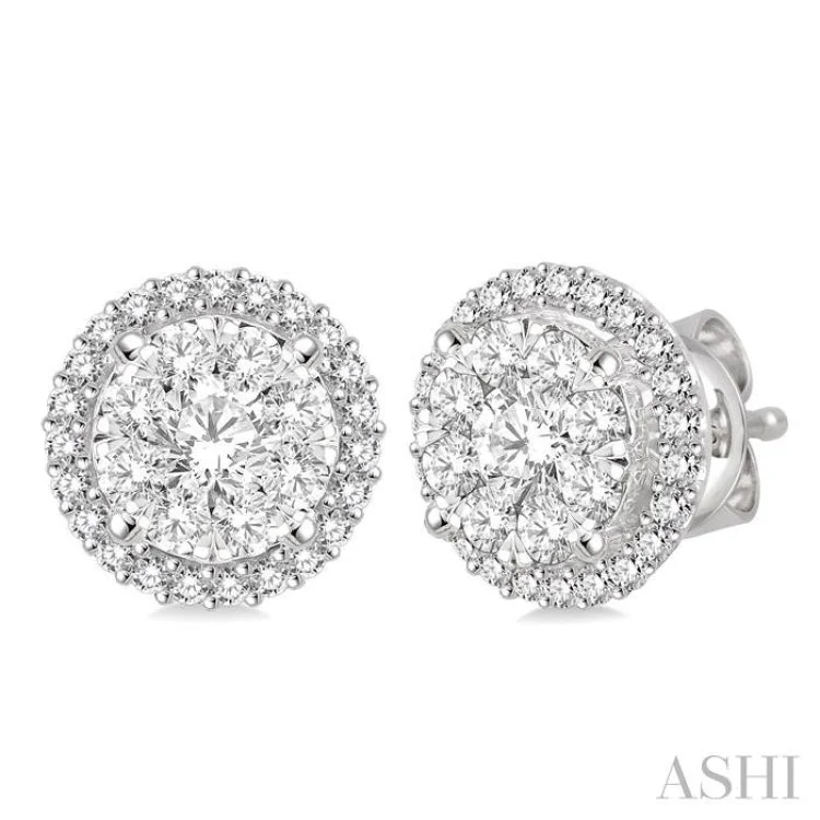 4 Ctw Lovebright Round Cut Diamond Earrings in 14K White Gold