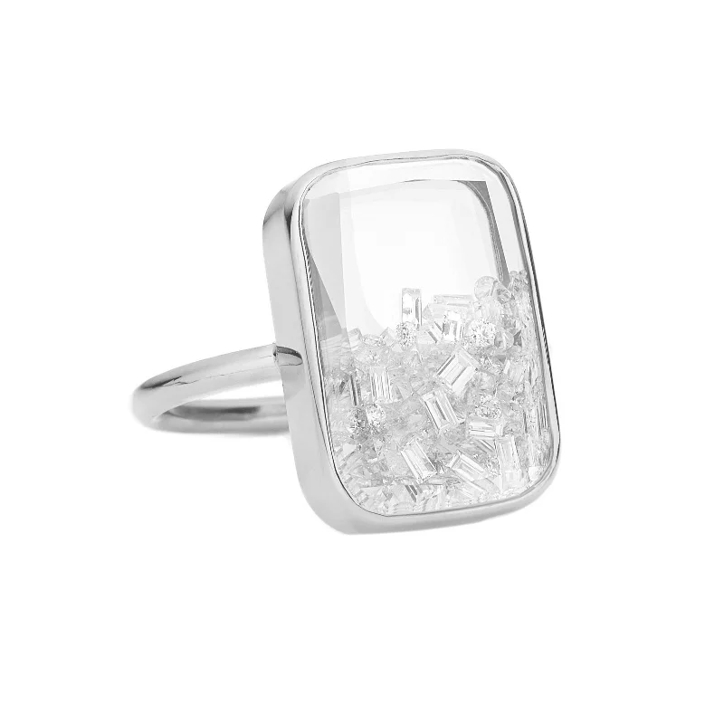 Ten Fourteen Shaker Ring - White Gold