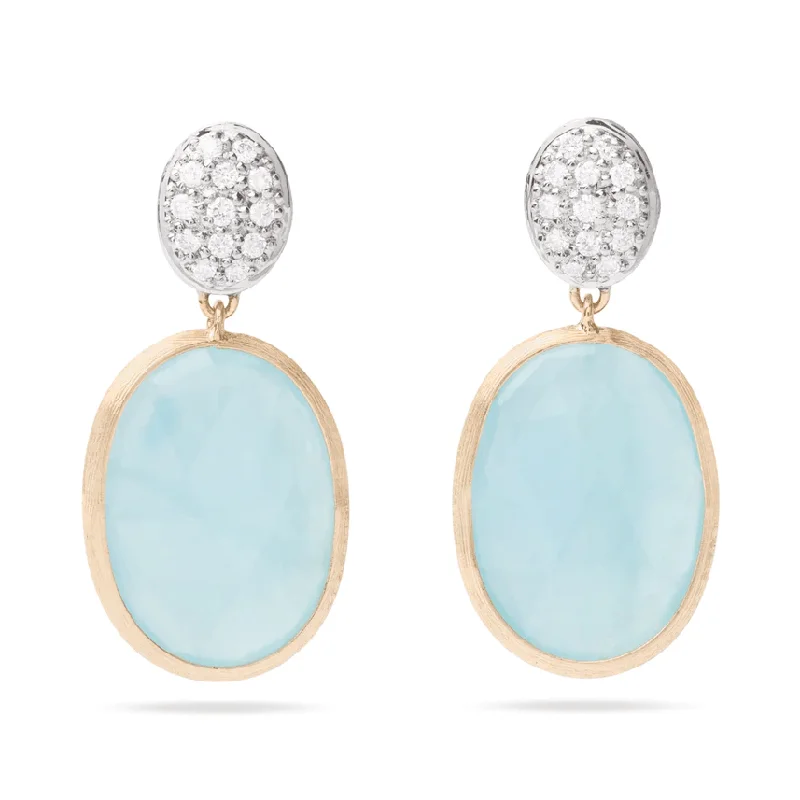 Marco Bicego Siviglia 18K Yellow Gold Aquamarine Diamond Drop Earrings