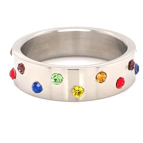 Rainbow CZ Stainless Steel Ring / RRJ2674