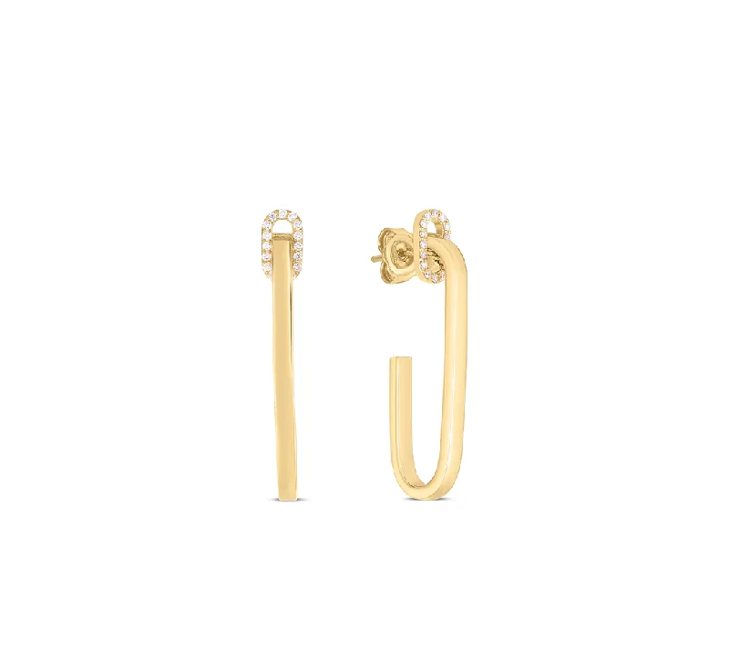 Roberto Coin Navarra 18K Yellow Gold Diamond Single Link Drop Earrings