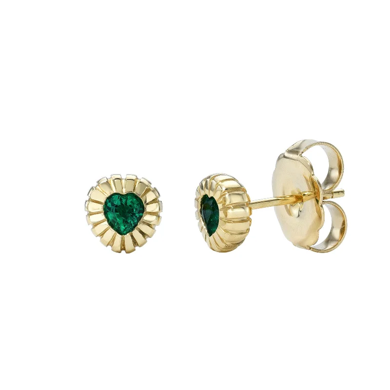 One-Of-A-Kind Heirloom Emerald Heart Studs