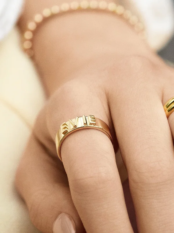 Sterling Silver Custom Block Ring - Silver