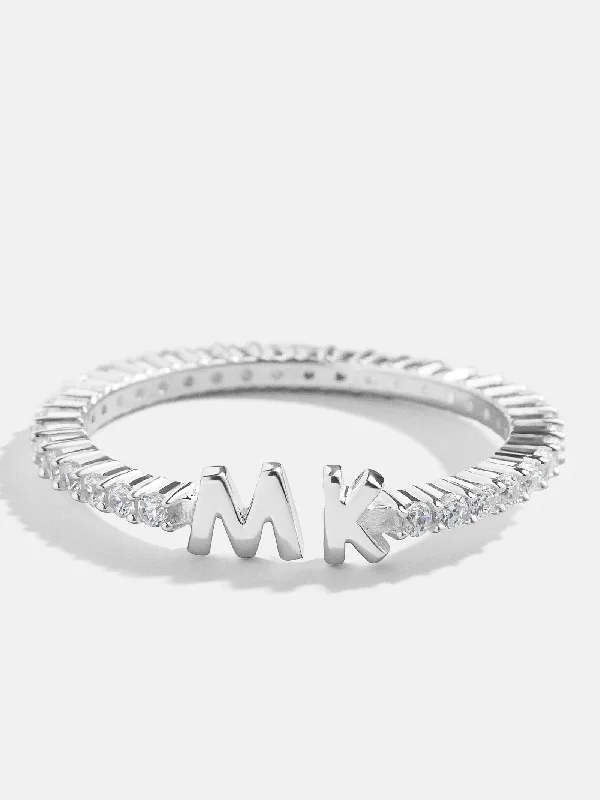 Sterling Silver Double Initial Custom Ring - Silver