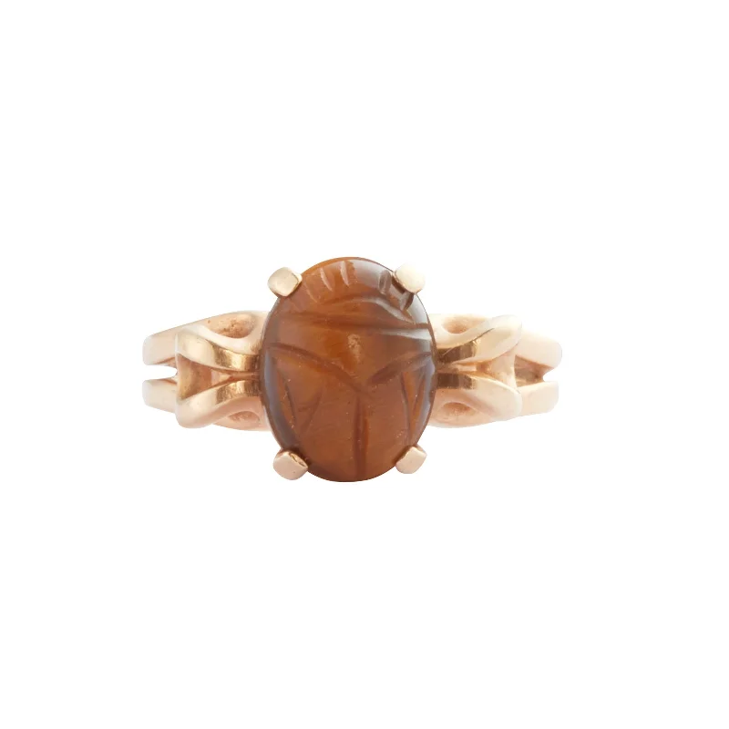 Tiger Eye Scarab Ring