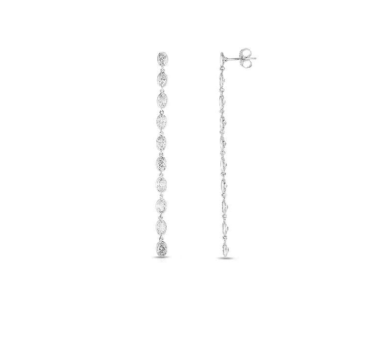 Sabel Collection White Gold Oval Diamond Linear Drop Earrings