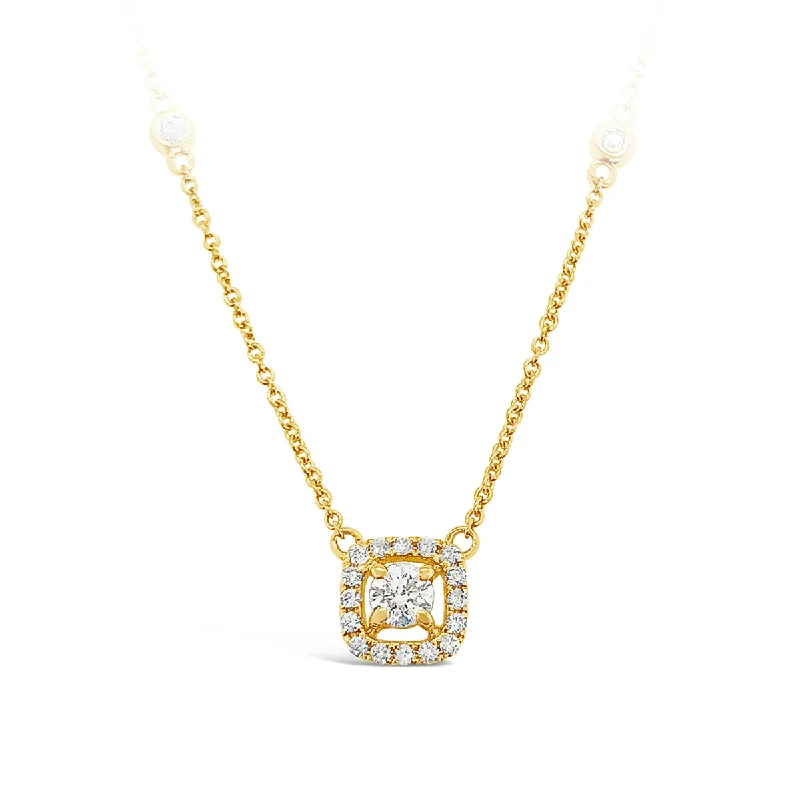 Yellow Gold Diamond Halo Fashion Pendant