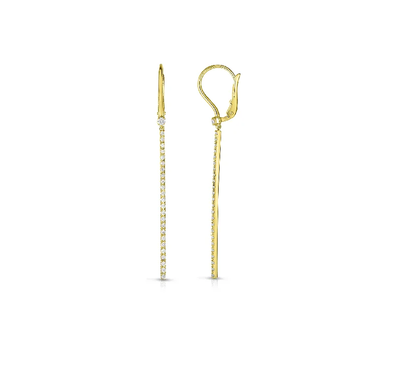 Sabel Collection Yellow Gold Round Diamond Bar Leverback Earrings