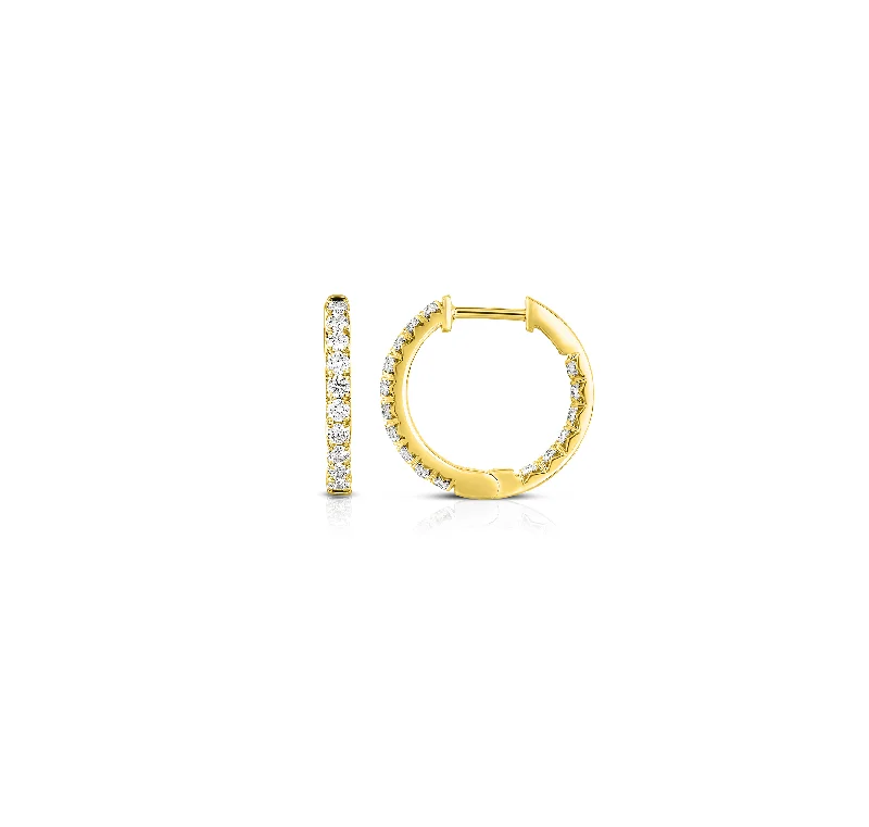 Sabel Collection Yellow Gold Round Diamond Hoop Earrings