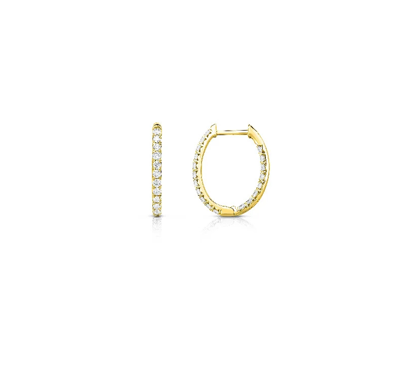 Sabel Collection Yellow Gold Inside Out Diamond Oval Hoop Earrings