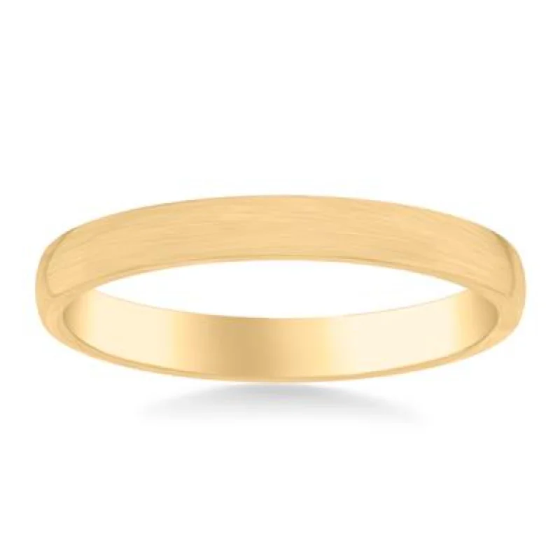 14k Gold European Fit Brushed Wedding Band 3mm