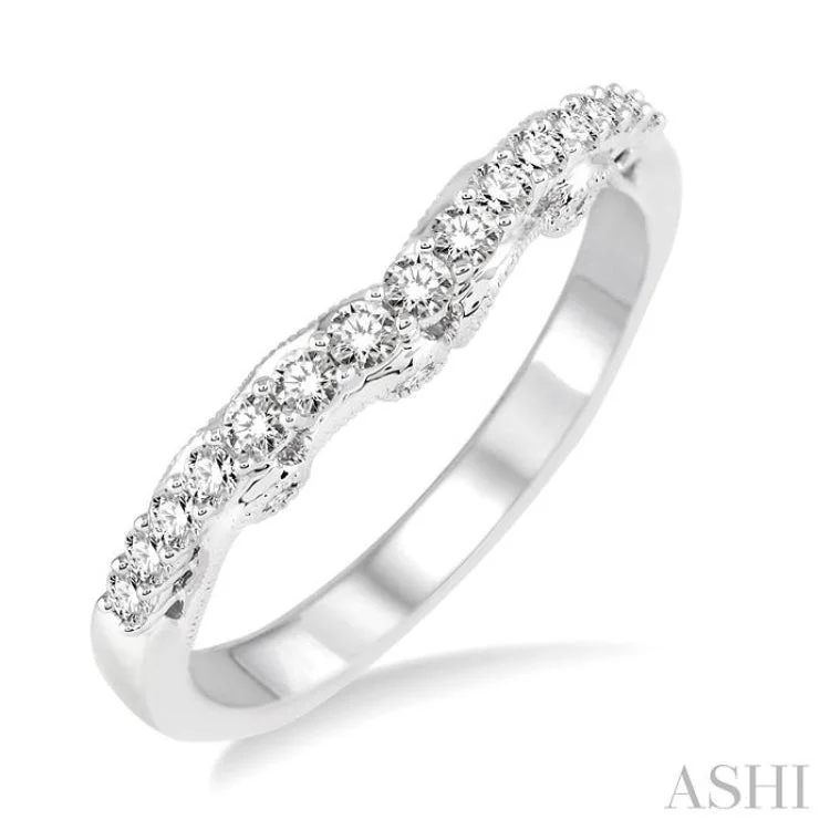 3/8 Ctw Round Cut Diamond Wedding Band in 14K White Gold