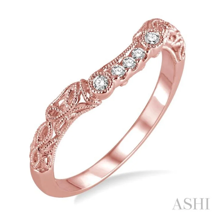 1/10 Ctw Round Cut Diamond Wedding Band in 14K Rose Gold