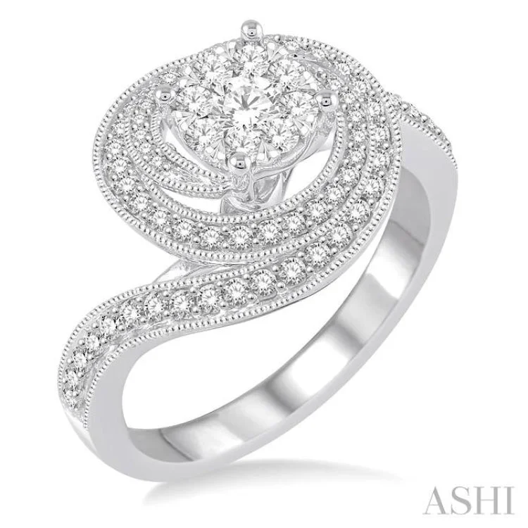 3/4 Ctw Diamond Lovebright Ring in 14K White Gold