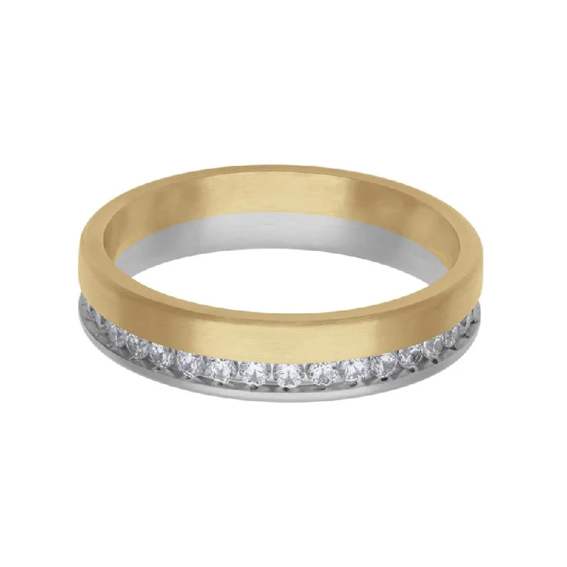 Men's 5mm Platinum and 18k Gold Diamond Eternity Fusion Wedding Band