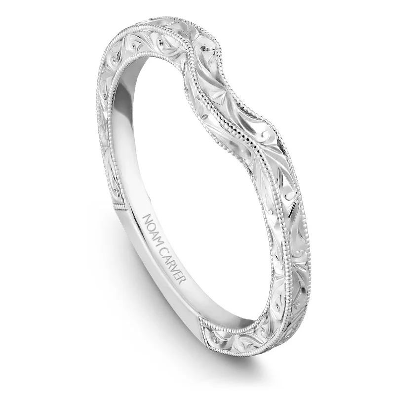 Noam Carver Vintage Contour Wedding Band in White Gold