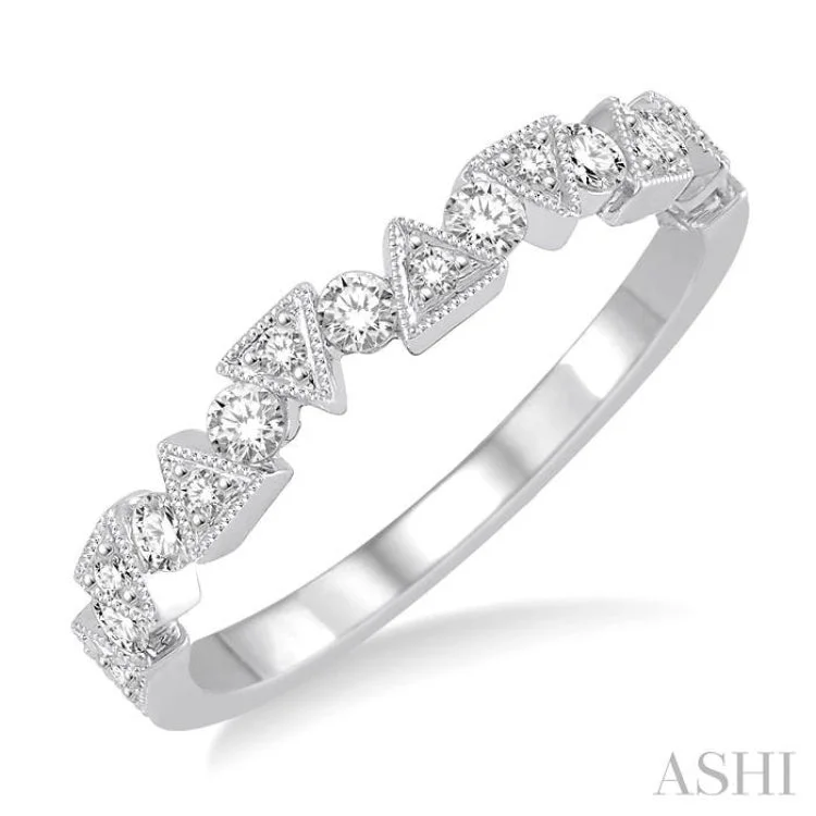 3/8 Ctw Round CUT Diamond Stack Band in 14K White Gold