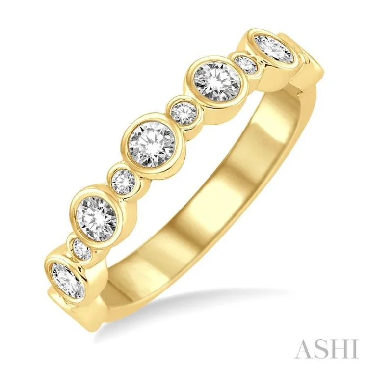 3/4 Ctw Round Cut Diamond Stack Band in 14K Yellow Gold