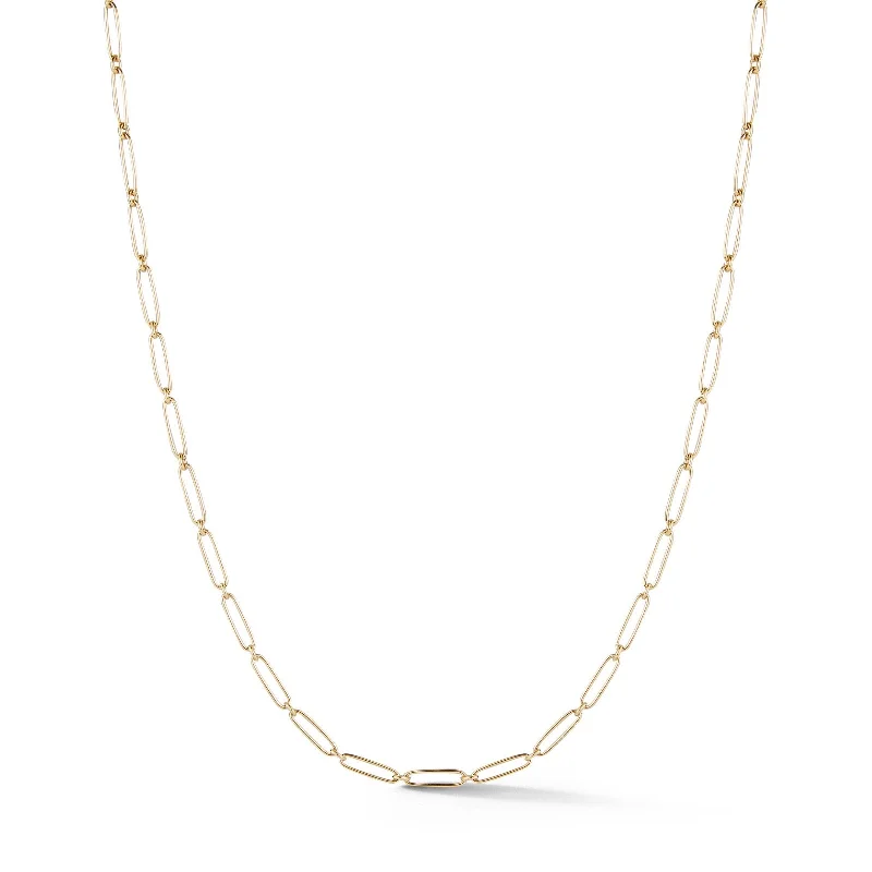 14K Gold Alternating Elongated Link Grover Chain