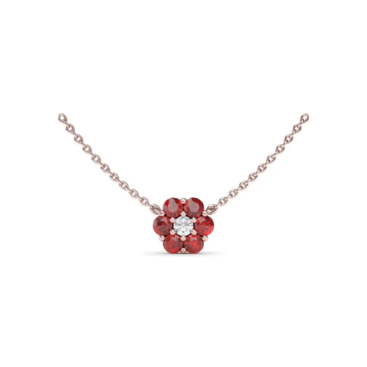 Floral Ruby and Diamond Necklace