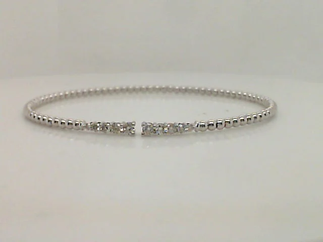 14Kt. White Gold 0.36Ctdw Graduated Round Natural Diamond Flex Bracelet