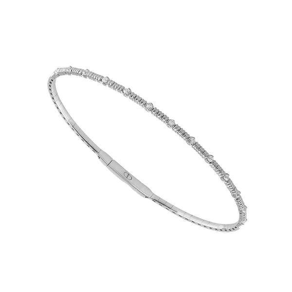 14Kt. White Gold 1/5 Ctdw Ribbed Flex Natural Round Diamond Bracelet 6.5