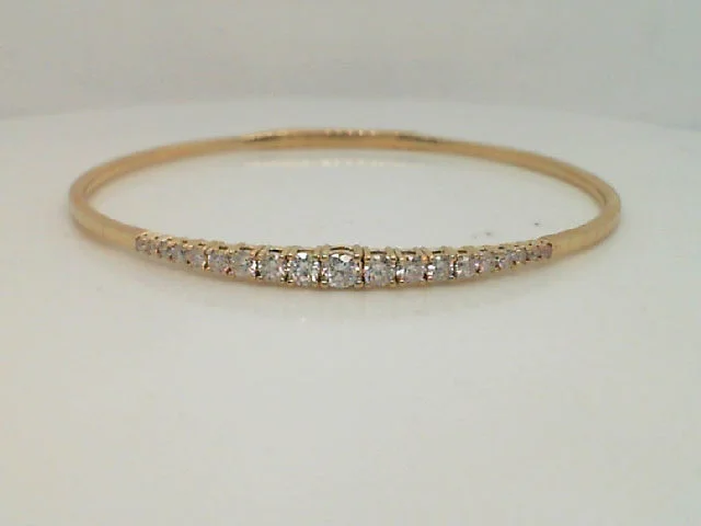 14Kt. Yellow Gold 7/8 Ctdw Graduated Natural Round Diamond Flex Bangle With Titanium Spring 6.75