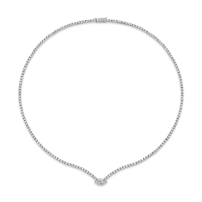 Diamond Necklace with Marquise Center Stone