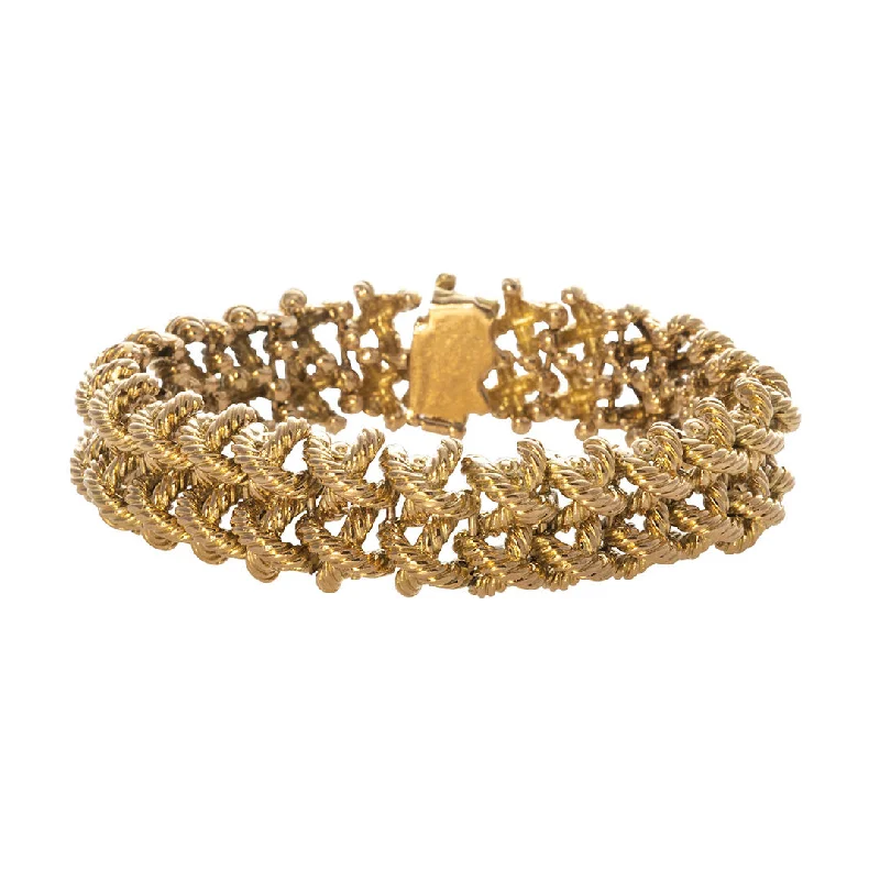 Estate 18K Yellow Gold Twisted X Link Bracelet