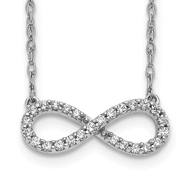 14k White Gold Polished Diamond Infinity Symbol 18 inch Necklace