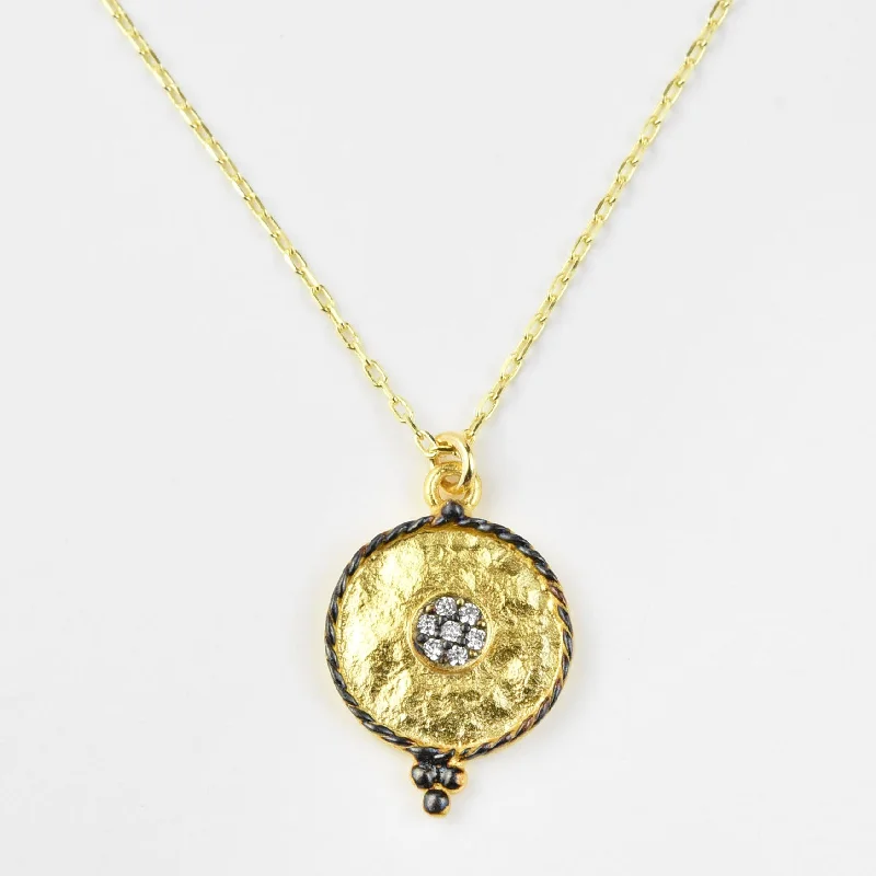 Gold Plated Pendant w/ Oxidized Accents