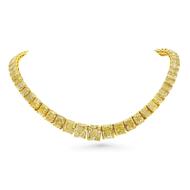 Graduated Fancy Yellow Radiant Cut Diamonds Necklace